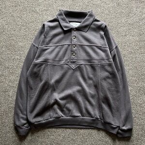 Vintage Sears Roebuck Plum Long Sleeve Polo Sweatshirt Retro Dad Grandpa Mens L